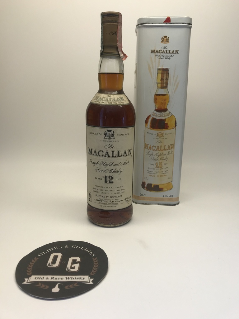 Macallan 12 y 43% 70cl (Metal tin, old style bottle)