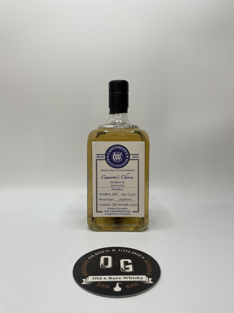 Bowmore 17y 2001 Cadenhead &quot;Malts Festival-Cameron's choice&quot; 70cl 54,2%