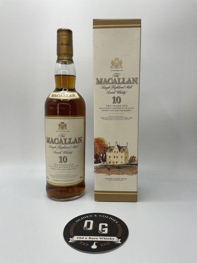 Macallan 10y 43% 70cl (bottled nineties-box with gold bottom and top)